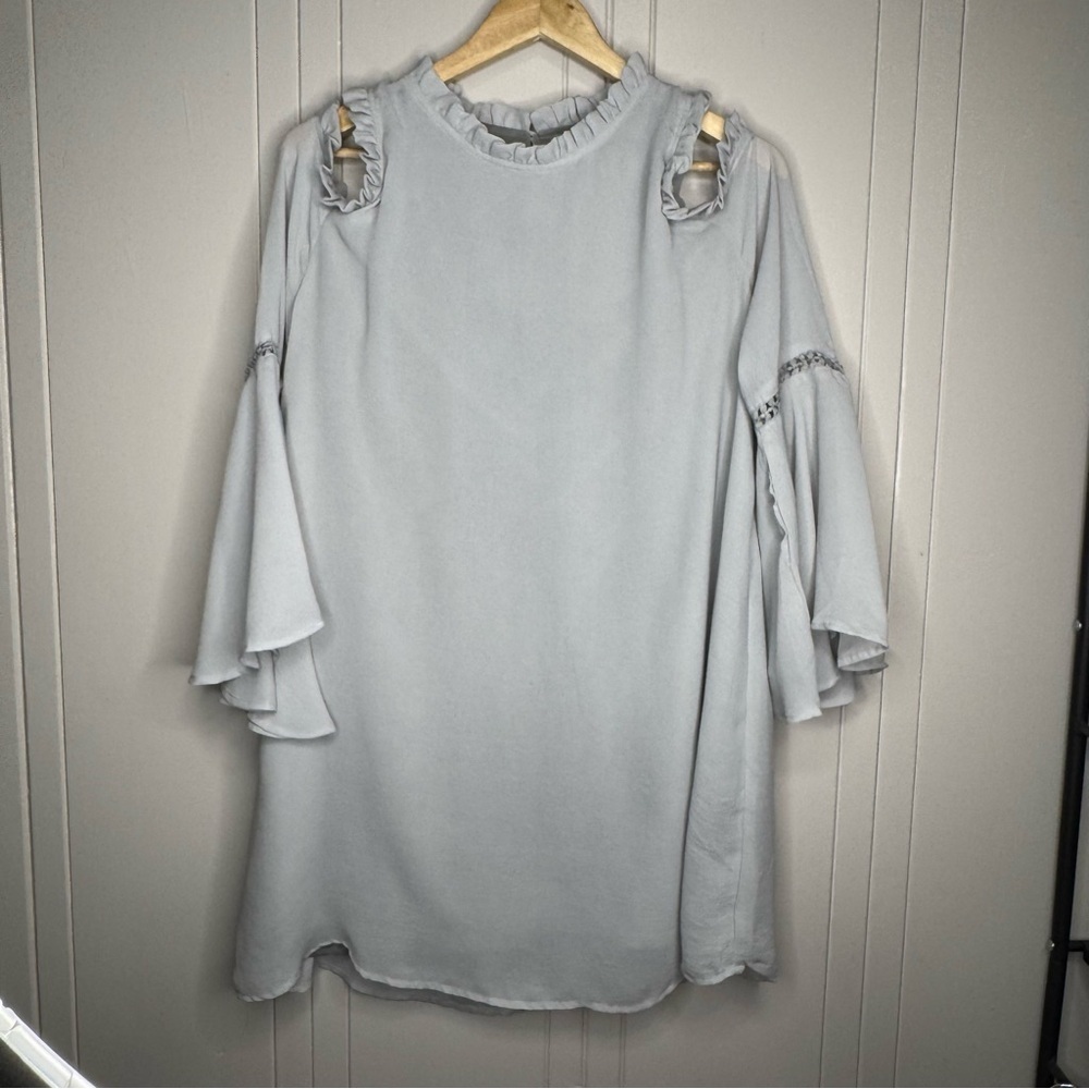PPLA Light Gray Cold Shoulder Dress - Picture 4 of 16